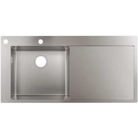 S718-F450 Évier encastré 450avec égouttoiravec 2 trou s pour robinet acier inox