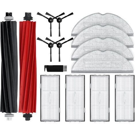 S8 Accessoires pour Roborock S8 Pièces de Rechange Ensemble Aspirateur Robot, 1 Paire de brosses principales,4 Filtres, 4 Brosses Latérales, 4 Serpillières, 1 Brosse de Nettoyage