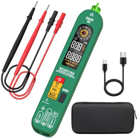 S8 Multimètre Numérique Intelligent Stylo Détecteur de Tension Testeur de Fuite Électrique 3 en 1 Grand Écran Couleur Testeur Automatique Rechargeable de Tension AC DC Ohm et Continuité