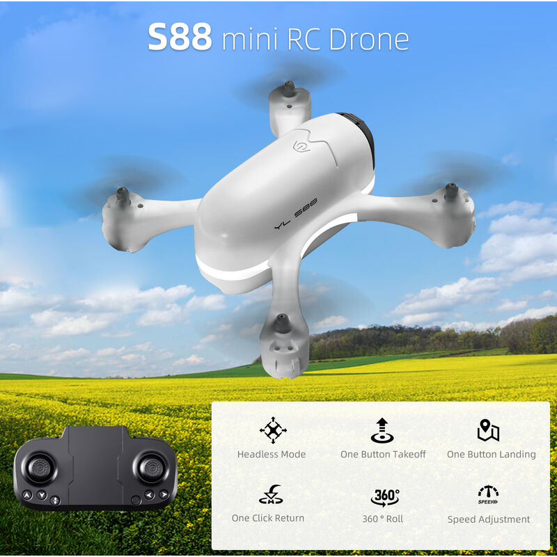 

S88 Mini RC Drone RC Quadcopter con funcion Modo sin cabeza Un boton Despegue Aterrizaje Un clic Retorno 360 ° Paquete de bolsa de