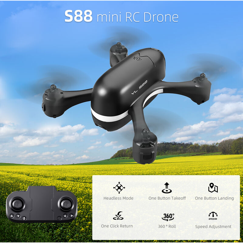 

S88 Mini RC Drone RC Quadcopter con funcion Modo sin cabeza Un boton Despegue Aterrizaje Un clic Retorno 360 ° Paquete de bolsa de