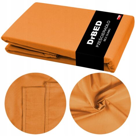 Sábana ajustable ALGODÓN 160 x 210 Naranja Suave Pulido