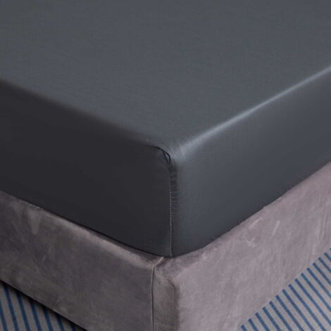 SÁBANA AJUSTABLE DE ALGODÓN 200x200+25 GRIS OSCURO