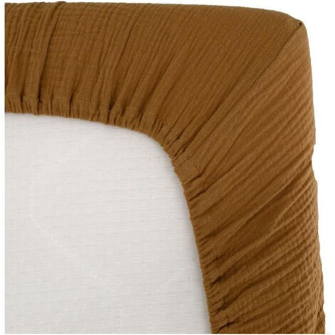 Sábana ajustable en muselina - DOMIVA - AU FIL DE L'EAU - Caramelo - 70 x 140 cm