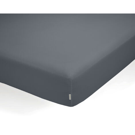 Sábana bajera ajustable de algodón orgánico color ceniza. Cama de 135/140 cm.