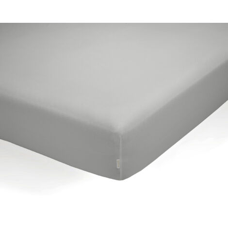 Sábana bajera ajustable de algodón orgánico color perla. Cama de 135/140 cm.