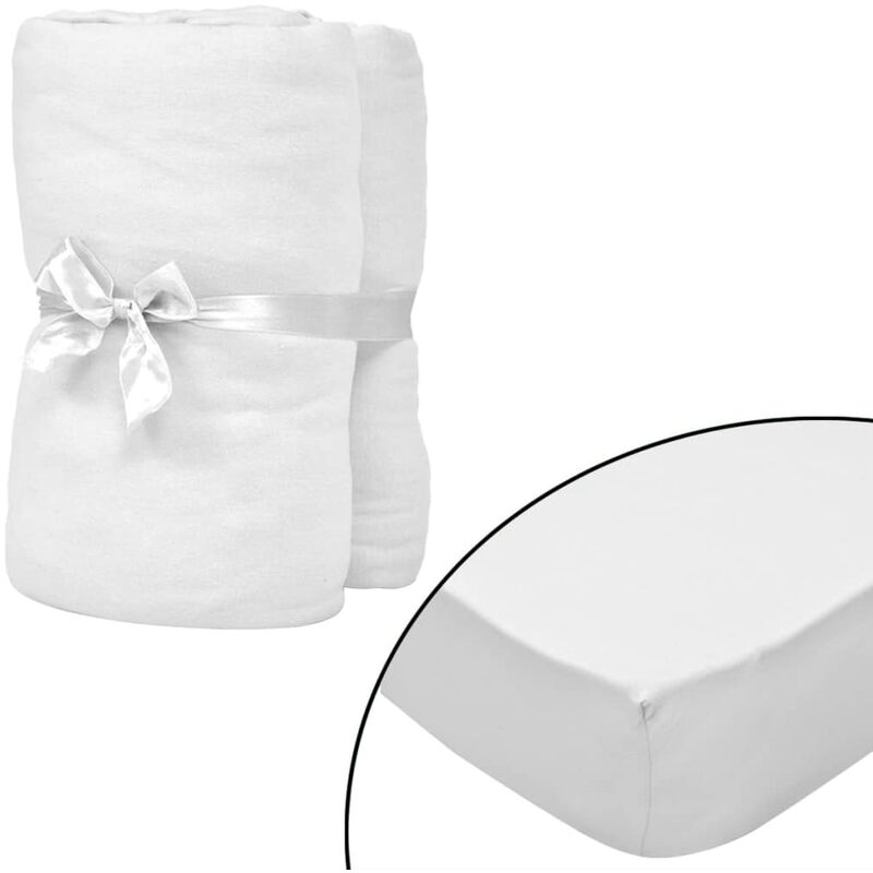 

Sábana bajera ajustable de cuna 4 pzas algodón 40x80 cm blanco