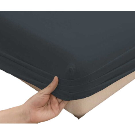Sábana bajera ajustable de jersey 220x200 gris oscuro