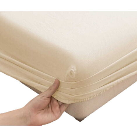 Sábana bajera ajustable de jersey beige 140x200