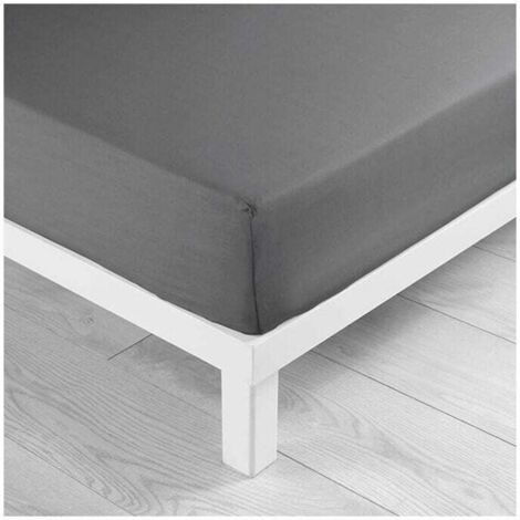 Sábana bajera ajustable KZQ Soft Inside (140 x 200 cm), algodón, gris oscuro