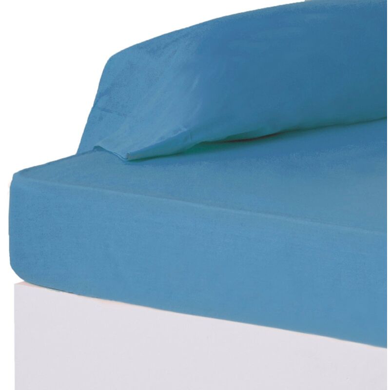 

Sábana bajera azul algodón / poliéster clásico cama de 105 cm