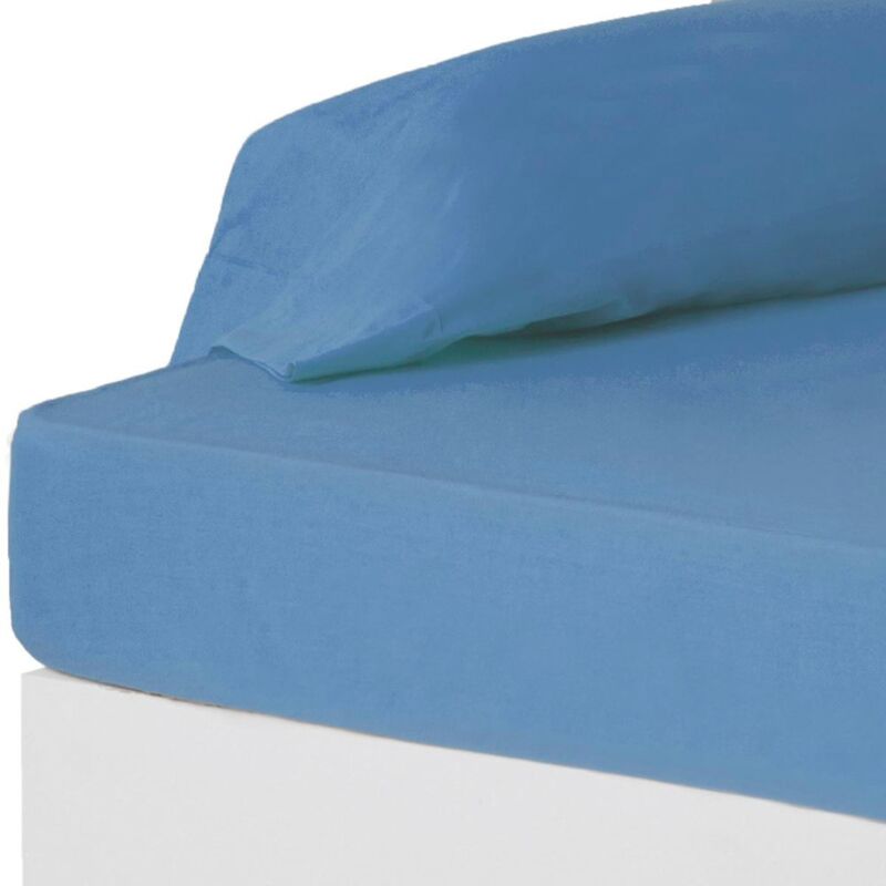 

Sábana bajera azul algodón / poliéster clásico cama de 135 cm