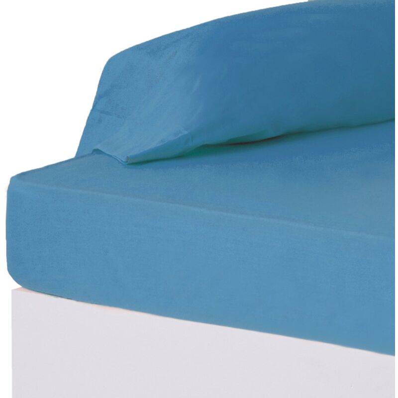 

Sábana bajera azul algodón / poliéster clásico cama de 180 cm