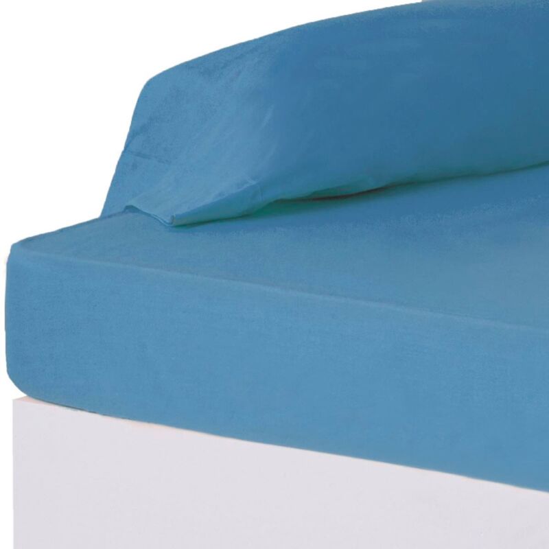 

Sábana bajera azul algodón / poliéster clásico cama de 90 cm