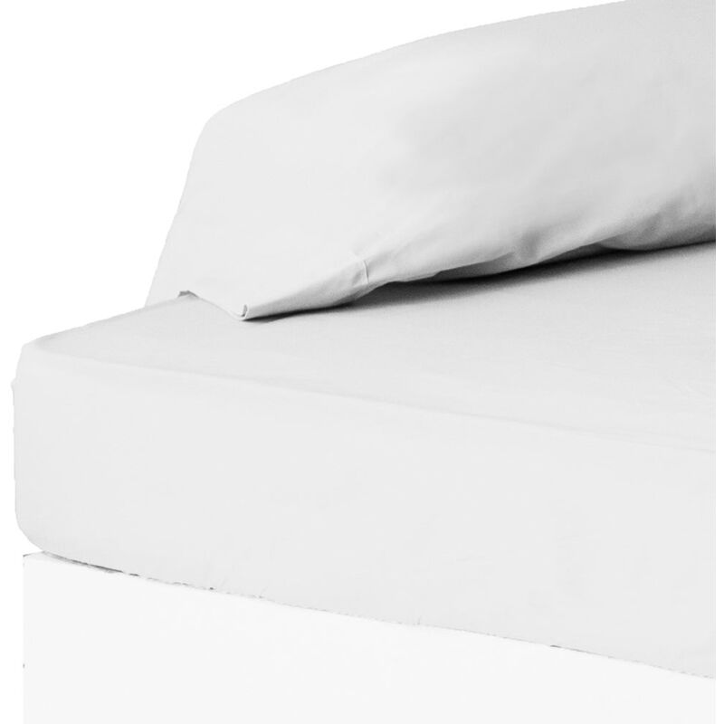 

Sábana bajera blanco algodón / poliéster clásico cama de 135 cm