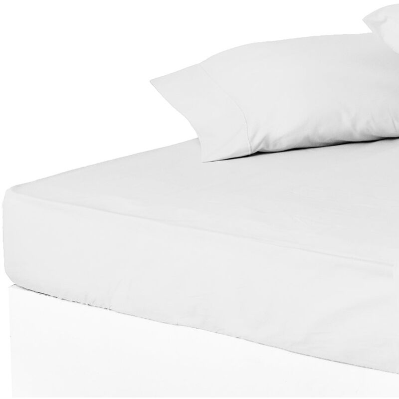 

Sábana bajera blanco algodón / poliéster clásico cama de 150 cm