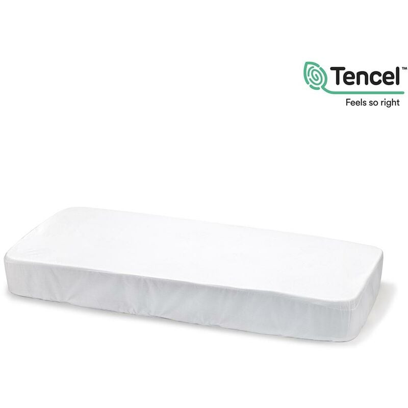 

Sabana bajera de tencel ajustable para cuna de 60x120 cm. Blanco - Blanco