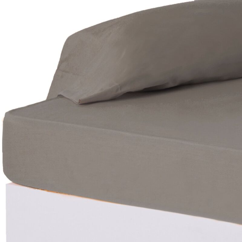 

Sábana bajera gris algodón / poliéster clásico cama de 135 cm