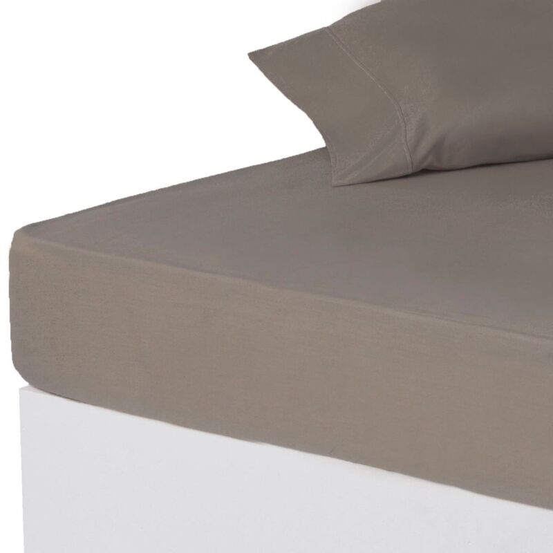 

Sábana bajera gris algodón / poliéster clásico cama de 150 cm