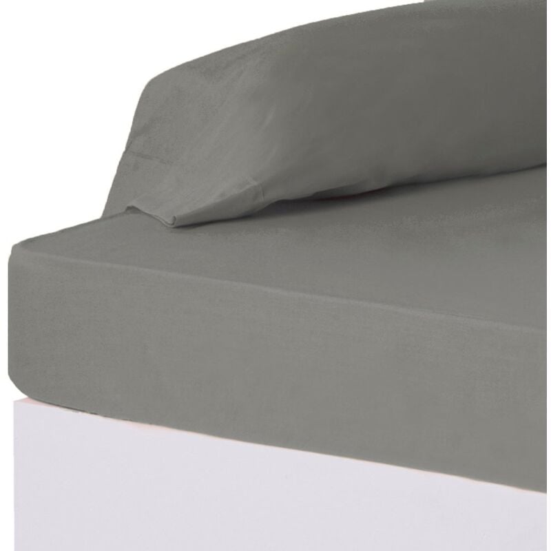 

Sábana bajera gris algodón / poliéster clásico cama de 180 cm