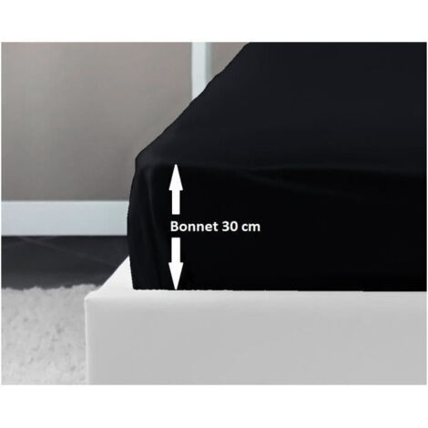 Sábana Bajera Lovely Home Negro Cama doble 160 x 200 cm