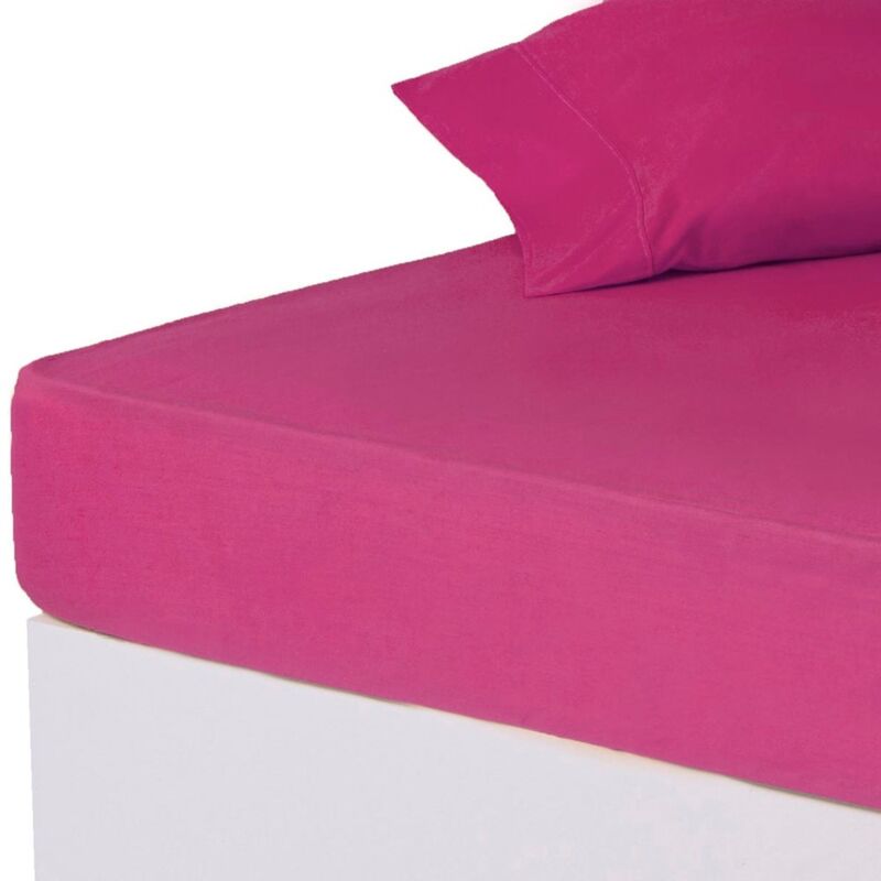 

Sábana bajera rosa algodón / poliéster clásico cama de 150 cm