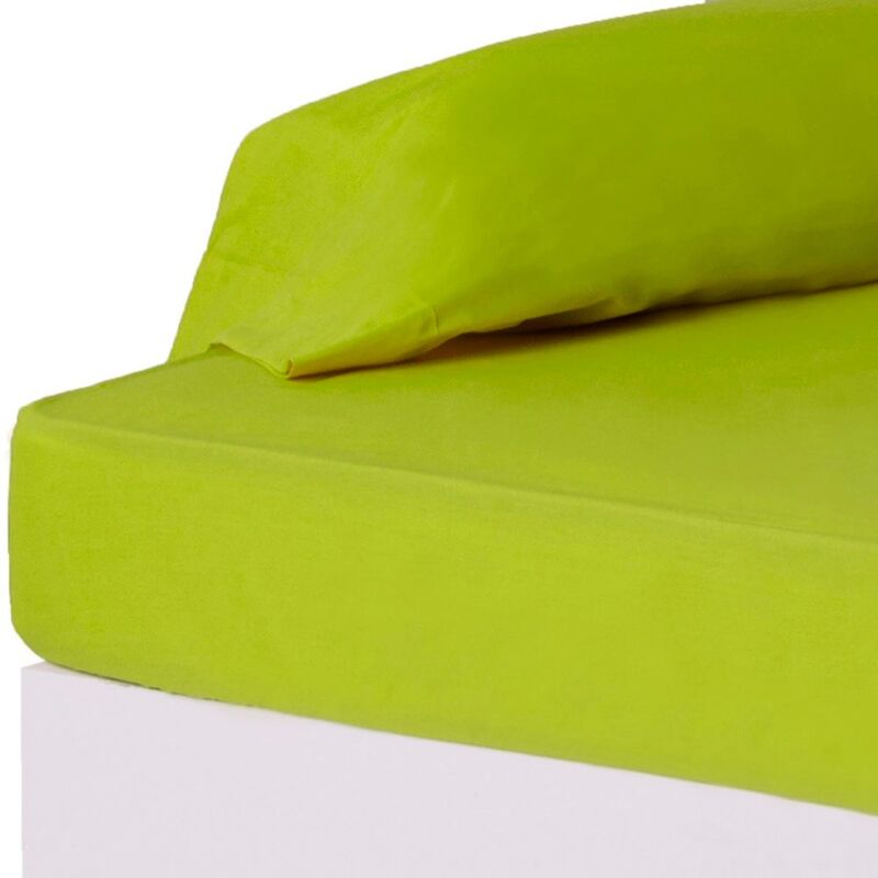 

Sábana bajera verde algodón / poliéster clásico cama de 135cm