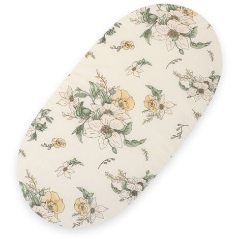 Sábana de algodón para capazo, carrito góndola Boho, 75x35 cm - Clematis en beige