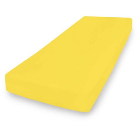 Sábana de jersey PREMIUM con goma 90x200, 100x200x20, amarillo claro, MATEX