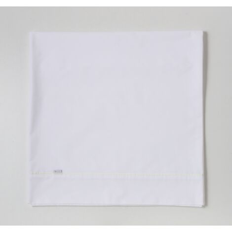Sábana encimera de algodón de 600 hilos color blanco - Cama de 150 cm.