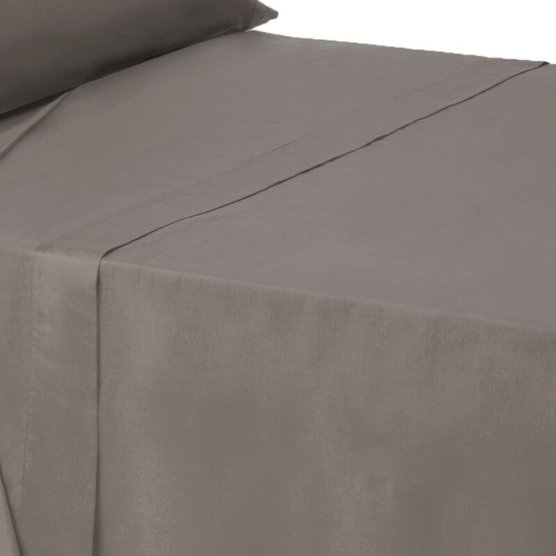 

Sábana encimera gris algodón / poliéster clásico cama de 135 cm