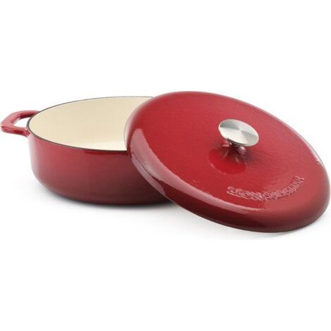 Sabatier Eterno Padella in Ghisa con Coperchio 25 cm Induzione Lavastoviglie 3 L colore Rosso