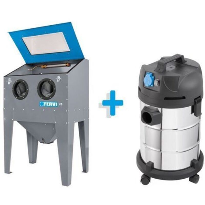 Sabbiatrice professionale con pistola guanti sabbiare sabbiatura Fervi 0575s