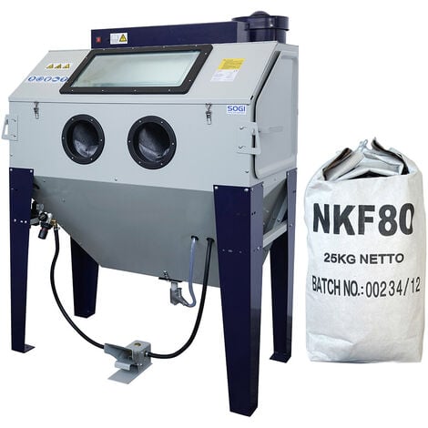 Sabbiatrice SOGI S-120 cabina di sabbiatura + sacco 25 kg di corindone grana 80 allumina, SOGI S-120+ 25 kg di corindone grana 80 allumina