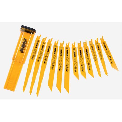 DEWALT Coffret de 13 Lames de Scie Sabre XR Runtime - Pour la Découpe du  Bois et du Métal - Dimensions 152-230mm - Grande Robustesse - Longue Durée  de