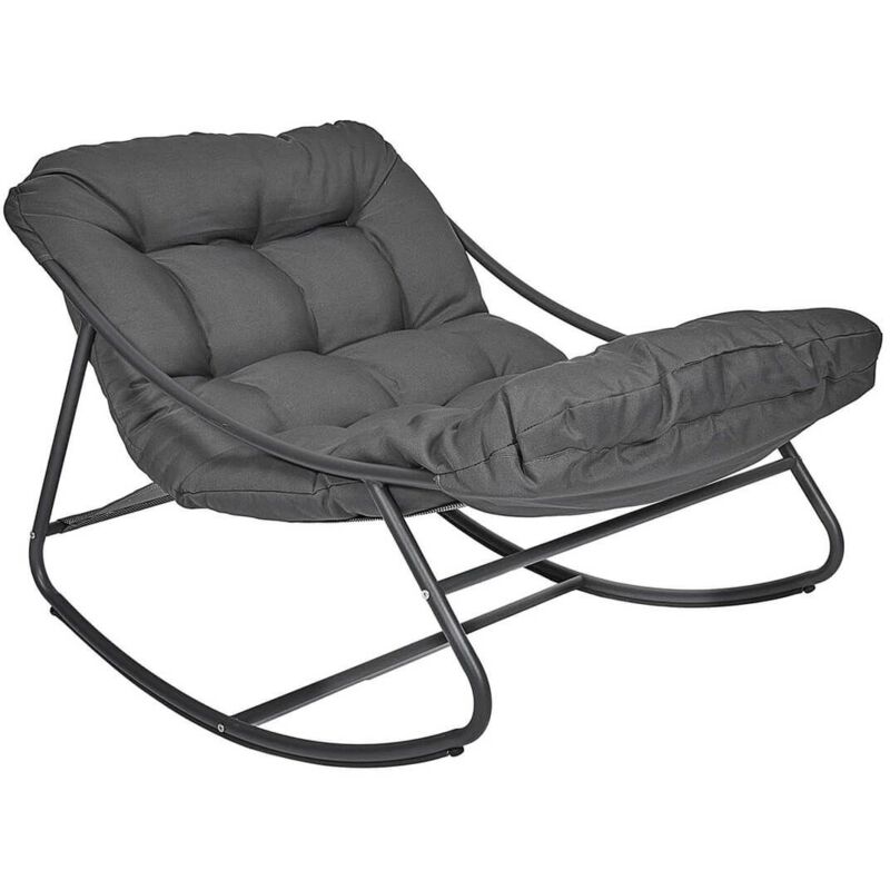 Sabha - Fauteuil à Bascule en Métal et Textilène Gris avec Coussin Gris