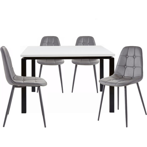 Sabine & LunaEnsemble de table à manger 120x90 cm et 4 chaises gris