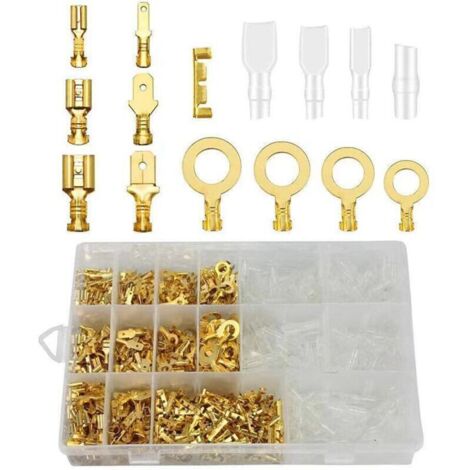 SABIR 1 000 PCS Ensemble de cosses à sertir à épissure rapide 2,8 4,8 6,3 mm Kit de cosses à sertir à gaine isolée en laiton pour l'industrie 1 000 PCS,