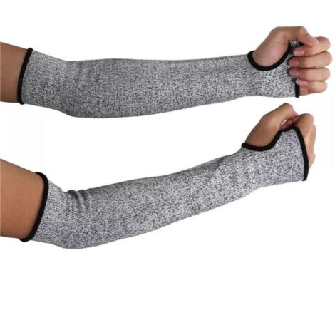 SABIR 1 paire de manches anti-coupures avec trou pour le pouce- 45 cm - Protection de niveau 5 - Évite entailles, égratignures, griffures et irritations de la peau - Protection UV
