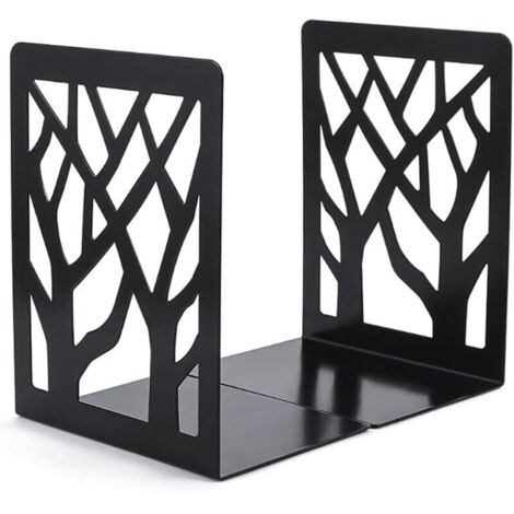 SABIR 1 Paire Serre Livres, Serre-Livres en Metal, Serre-Livres Décoratifs Antidérapants, Serre-Livres CD, Cale Livre en Métal, Support de Serre-Livres, pour Écoles, Bureau, Maison (Noir)