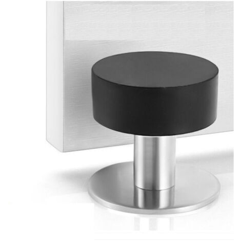 SABIR 1 pcs Butées Porte Adhesive Acier Inoxydable Butoir Arrêts Porte Door Stoppers Avec Caoutchouc Antichoc pour Montage Mural ou au Sol avec Ruban Adhésif Double Face 3M