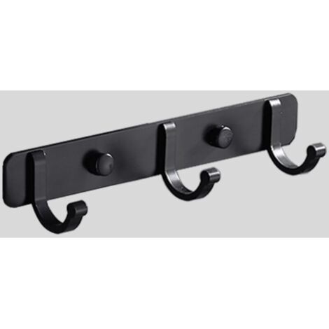 SABIR 1 Pcs Porte Manteau Mural, Patère à Crochets Murale en Aluminium, Crochet Mural Noir, Patères Salle De Bains Solide pour Chambre, Cuisine, Vêtements, Serviette, Chapeau(3 Crochets, Noir)