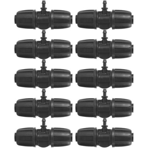 SABIR 10 pièces 16mm à 4/7 connecteur de té barbelé de Verrouillage de Jardin pour l'irrigation de Jardin de Tuyau PE