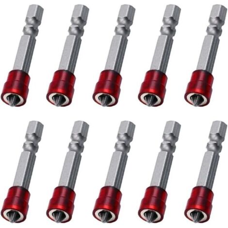 SABIR 10 Pièces Embout de Tournevis Cruciforme PH2 Foret Magnétique de 50 mm Mèche Pour Cloison Sèche à Queue Hexagonale de 1/4 Pouce