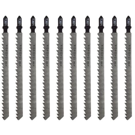 SABIR 10 pièces lames de scie sauteuse Lame pour la coupe optimisée du bois, du PVC et du plastique, de scie sauteuse emmanchement T