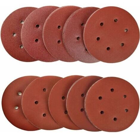 SABIR 100 Pièces 150mm disques abrasifs Disque de Ponçage Disques Abrasifs 40/80/120/180/320/600/800/1000/1500/2000 Grain Idéal pour Poncer/Polir/Dérouiller pour ponceuse excentrique de 6 trous