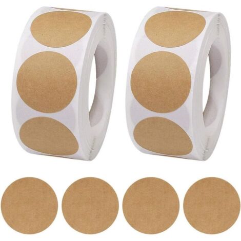 SABIR 1000pcs Etiquettes Autocollants Rondes, 2.5cm/1" Étiquettes Adhésives Kraft Cuisson Congélateur Vierges Autocollant Merci pour Cadeaux Baking Enveloppe