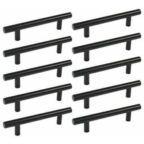 SABIR 10pcs 160 mm T Bar Baton Cuisine Armoire Porte Poignées Placard Tiroir Chambre Meubles Tirer Noir