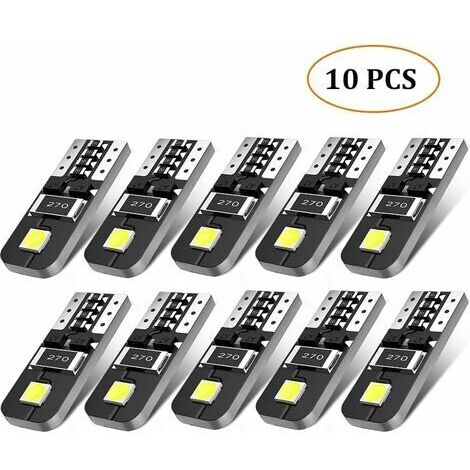 SABIR 10X Ampoules T10 LED Voiture Lampe Xénon 12V Chipsets W5W 2825 6000K Ultra Claire pour Lumière Dôme Carte Côté Marqueur Courtois Feux de Plaque d'immatriculation-12V Blanc