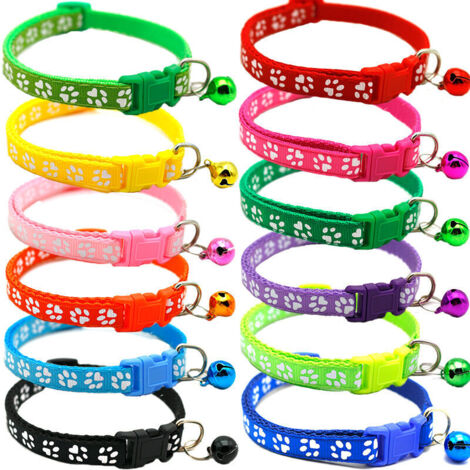 SABIR 12 collares para gatos y perros con cascabeles y cierre de seguridad ajustable, de 19 a 32 cm, ideales para gatos y perros pequeños (colores aleatorios).